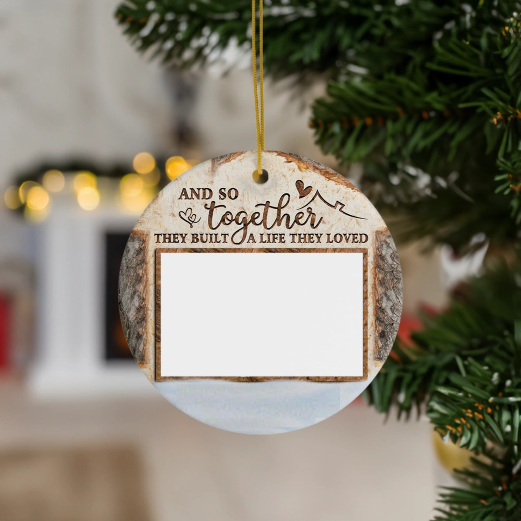 Rustic Christmas Family | And So Together They Built a Life They Loved | Ceramic Ornament